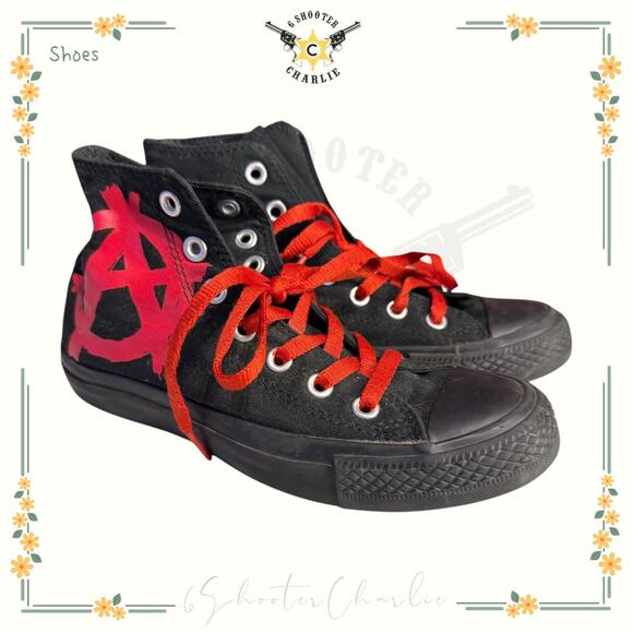 Converse All Star Chuck Taylor Anarchy Hi Sneakers Black Red Women's 6 | Men's 4 - Picture 1 of 7